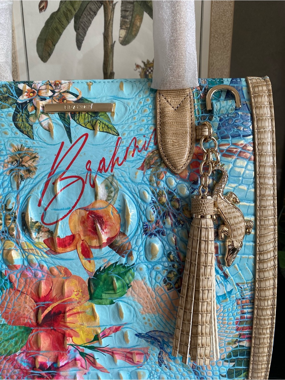 🌴🌸 NWT!! A BRAHMIN EXCLUSIVE! MULTI BANNER CAROLINE SATCHEL - Picture 5 of 13